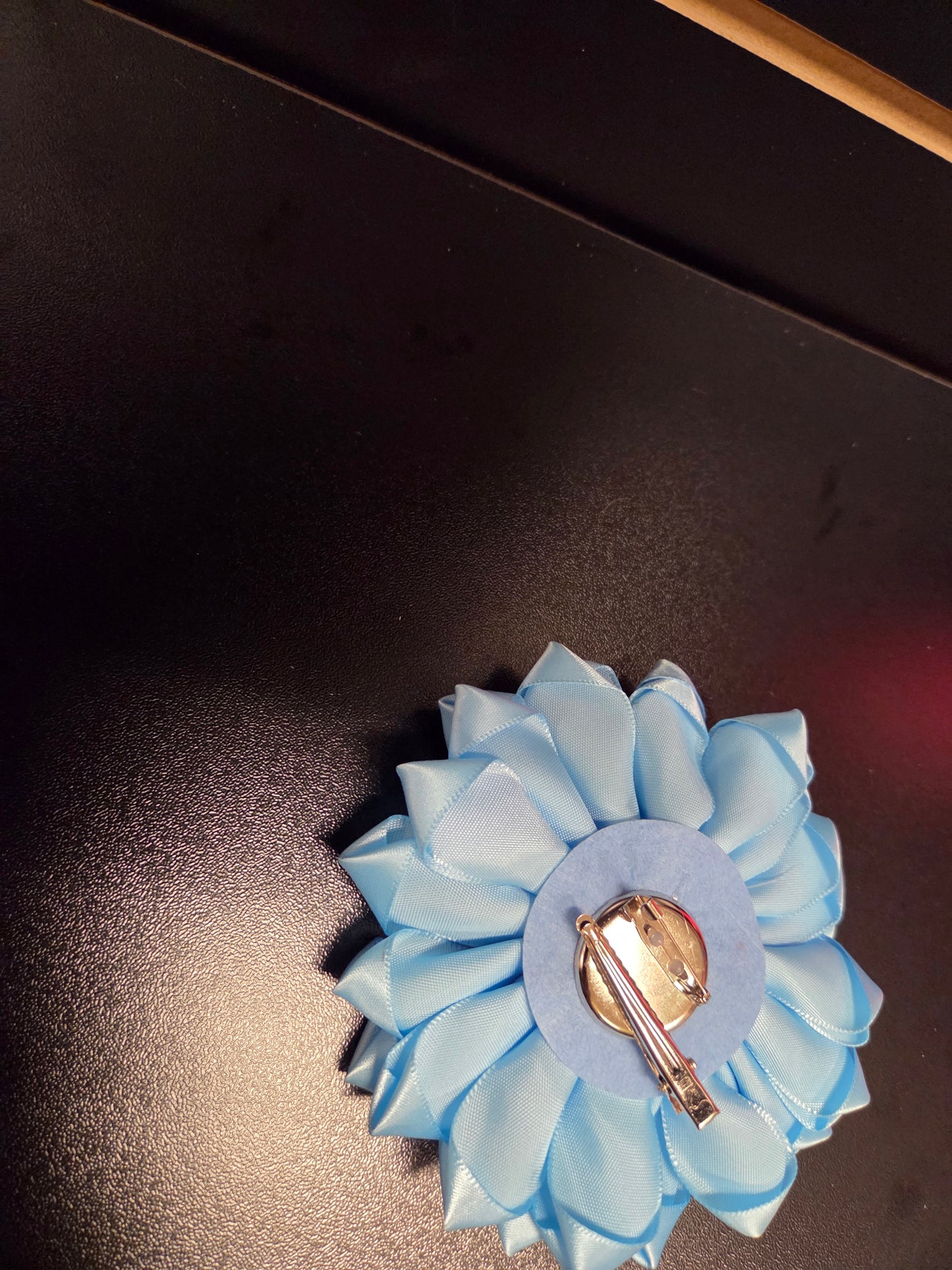 Pink & Sky Satin Flower Brooch