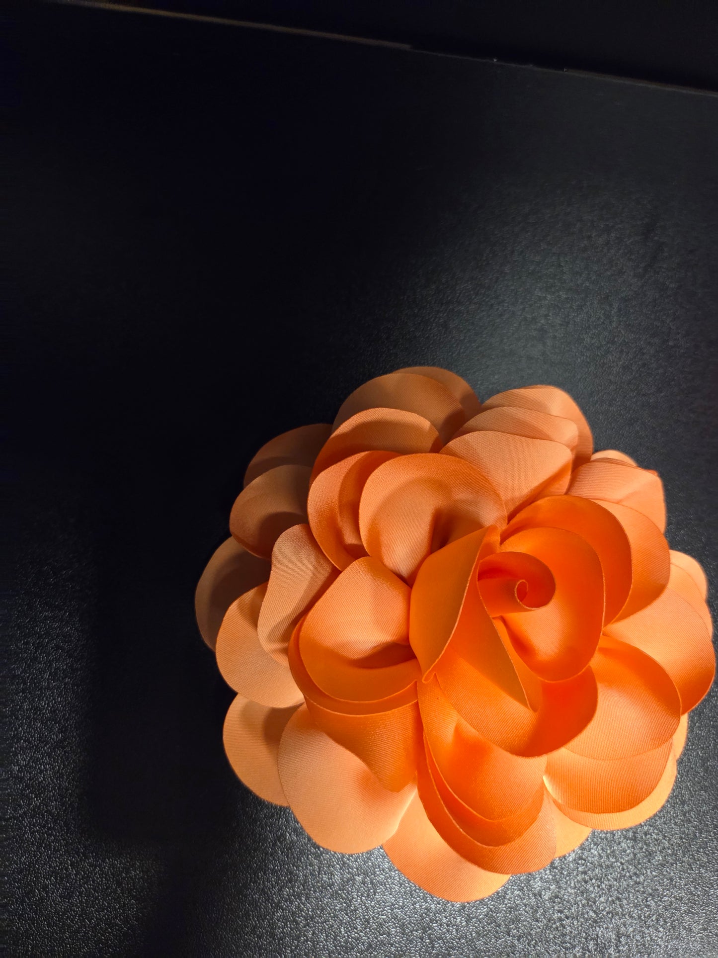 Vibrant Orange Satin Flower Brooch