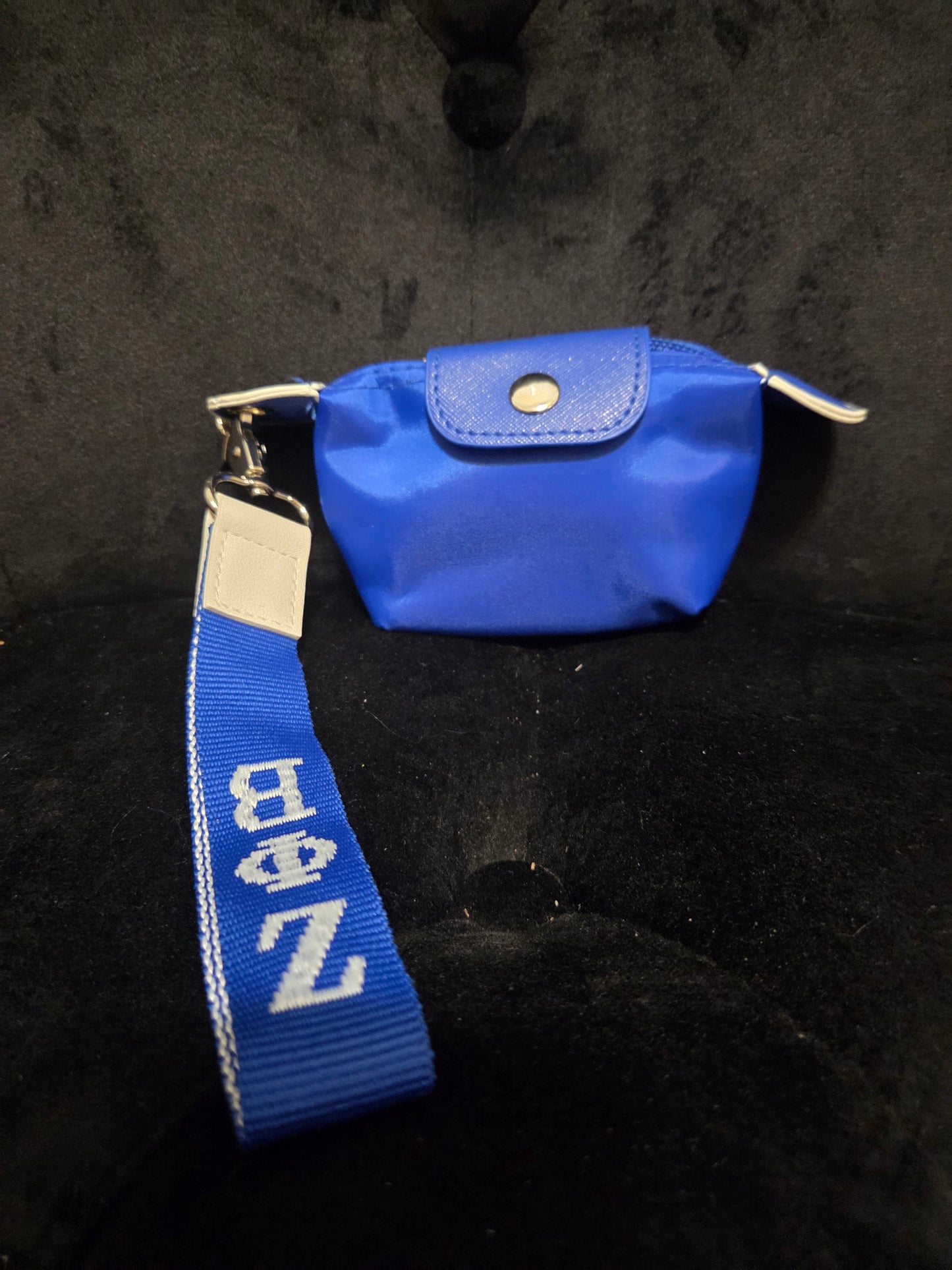 Royal Blue Mini Coin Pouch with Zeta Phi Beta Wrist Strap