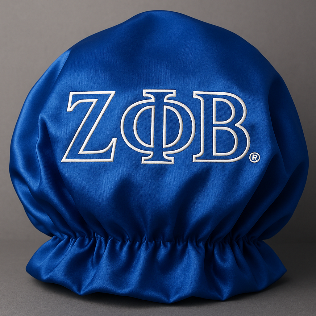 Royal Blue ZΦB Satin Bonnet – Sorority Sleep Cap