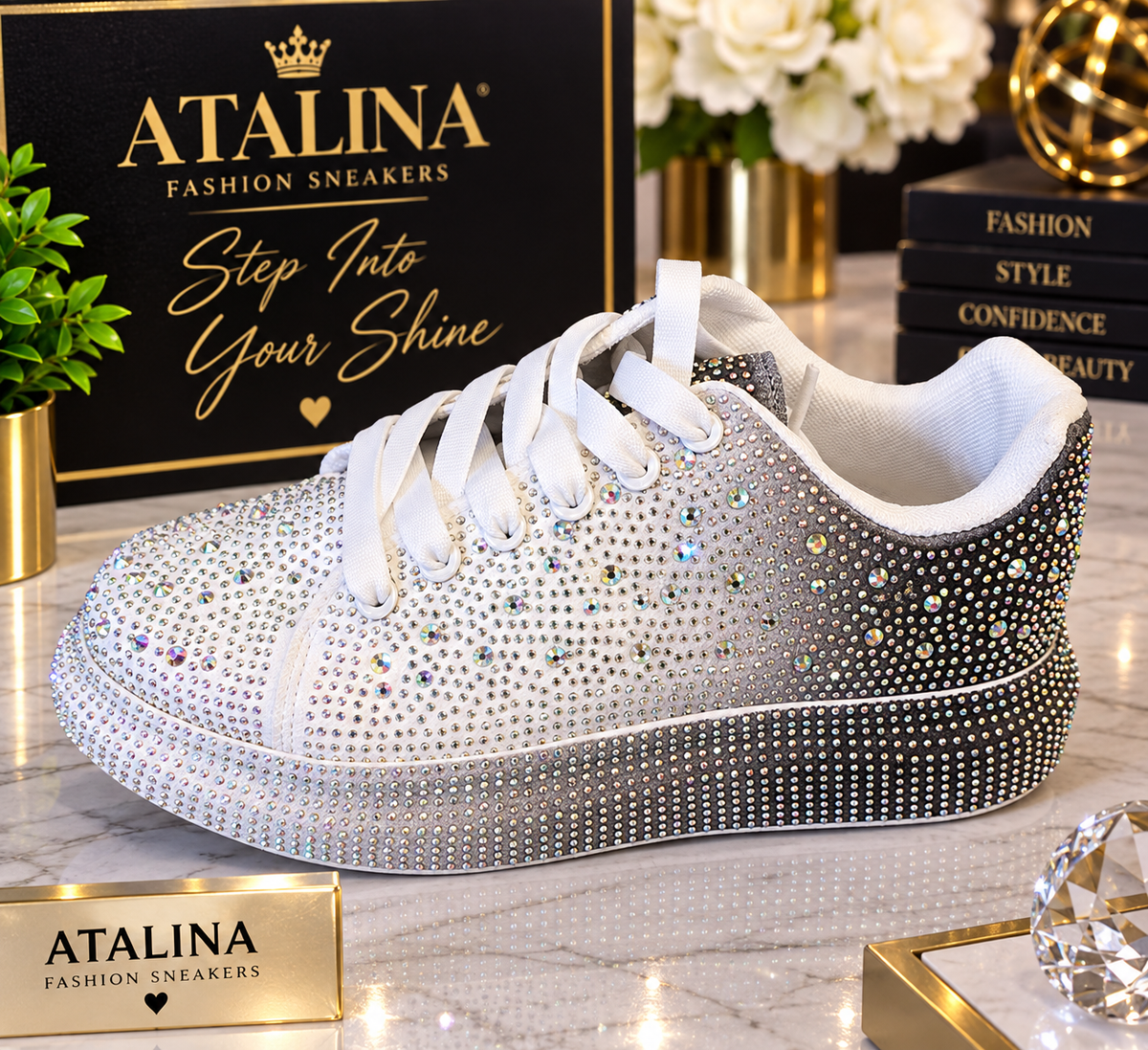 Atalina Glam Crystal Ombré Sneaker