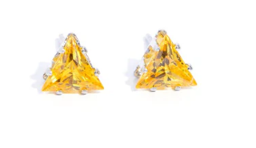 TRIANGULAR TWINKLE YELLOW POST EARRING