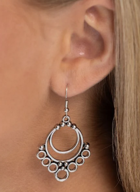 RUSTIC ROTARY SILVER EARRING