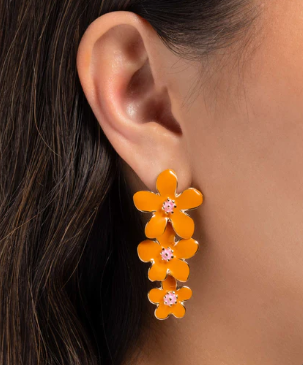 CRACK OF BLOOM ORANGE POST EARRING