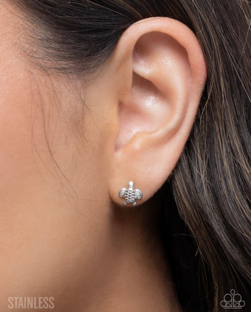 Tactical Turtle Silver Earring