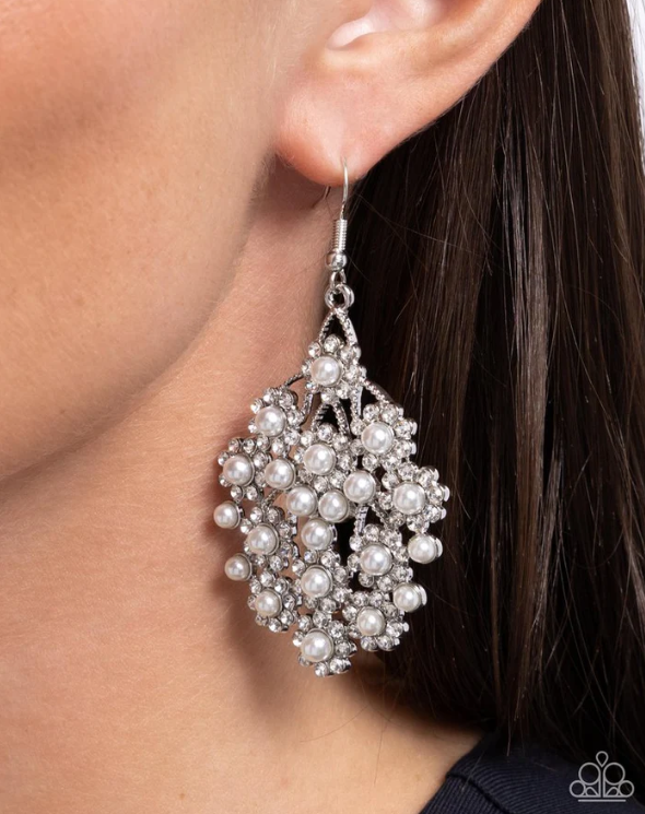 Nautical Netting White Earrings