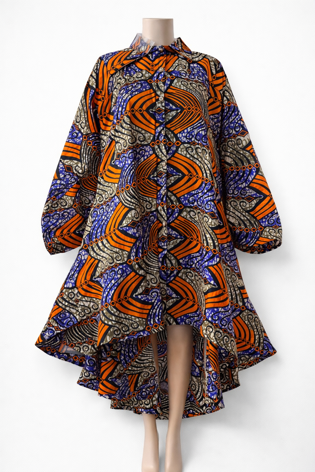 Bold Ankara High-Low Shirt Dress