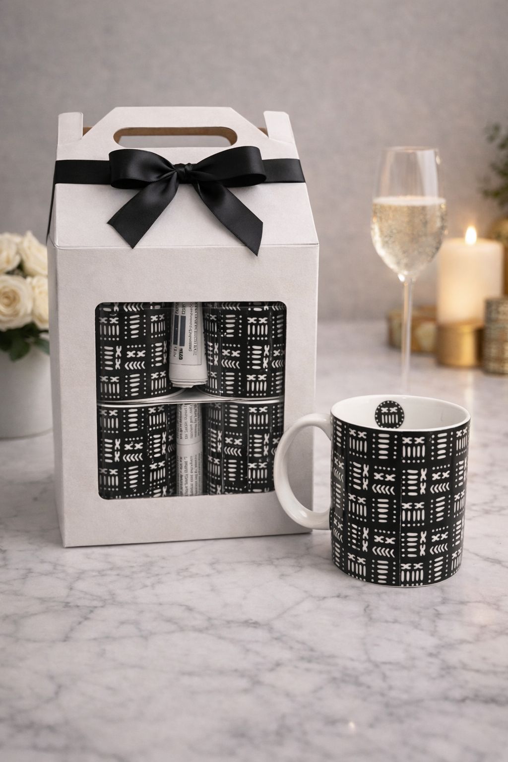 Mudcloth Heritage Mug Gift Set – 4-Piece Luxury Boxed Collection