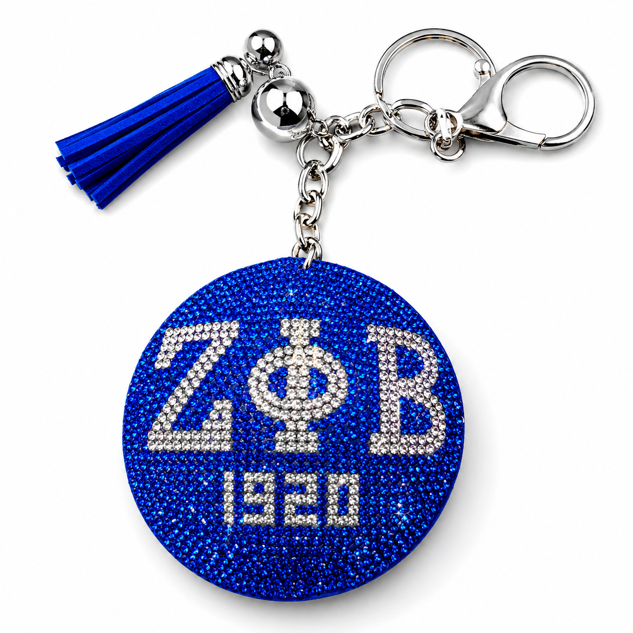 Zeta Phi Beta Rhinestone Keychain – Royal Blue Sparkle Edition (1920)