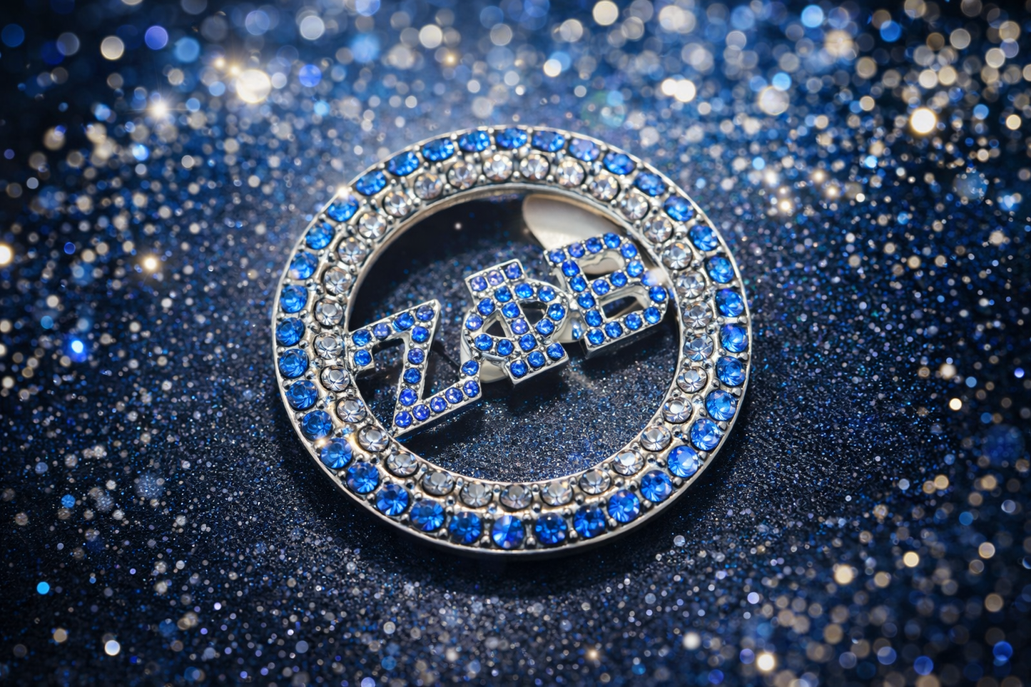 ΖΦΒ Crystal Circle Brooch / Pin