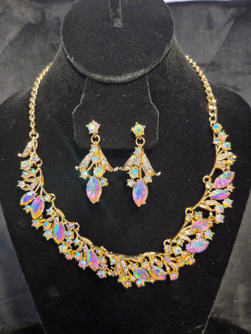 Iridescent AB Crystal Necklace Set