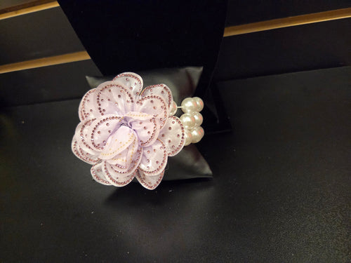 Lavender Bloom Floral Pearl Stretch Bracelet