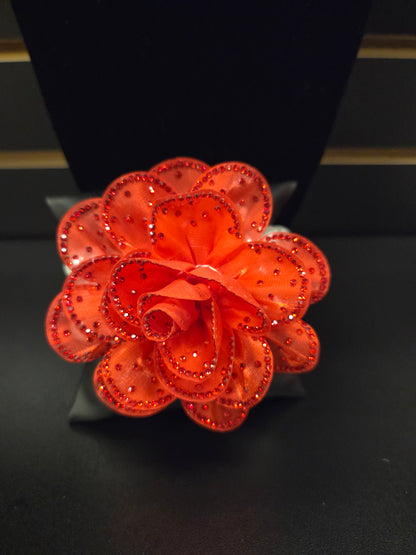 Radiant Red Floral Pearl Stretch Bracelet