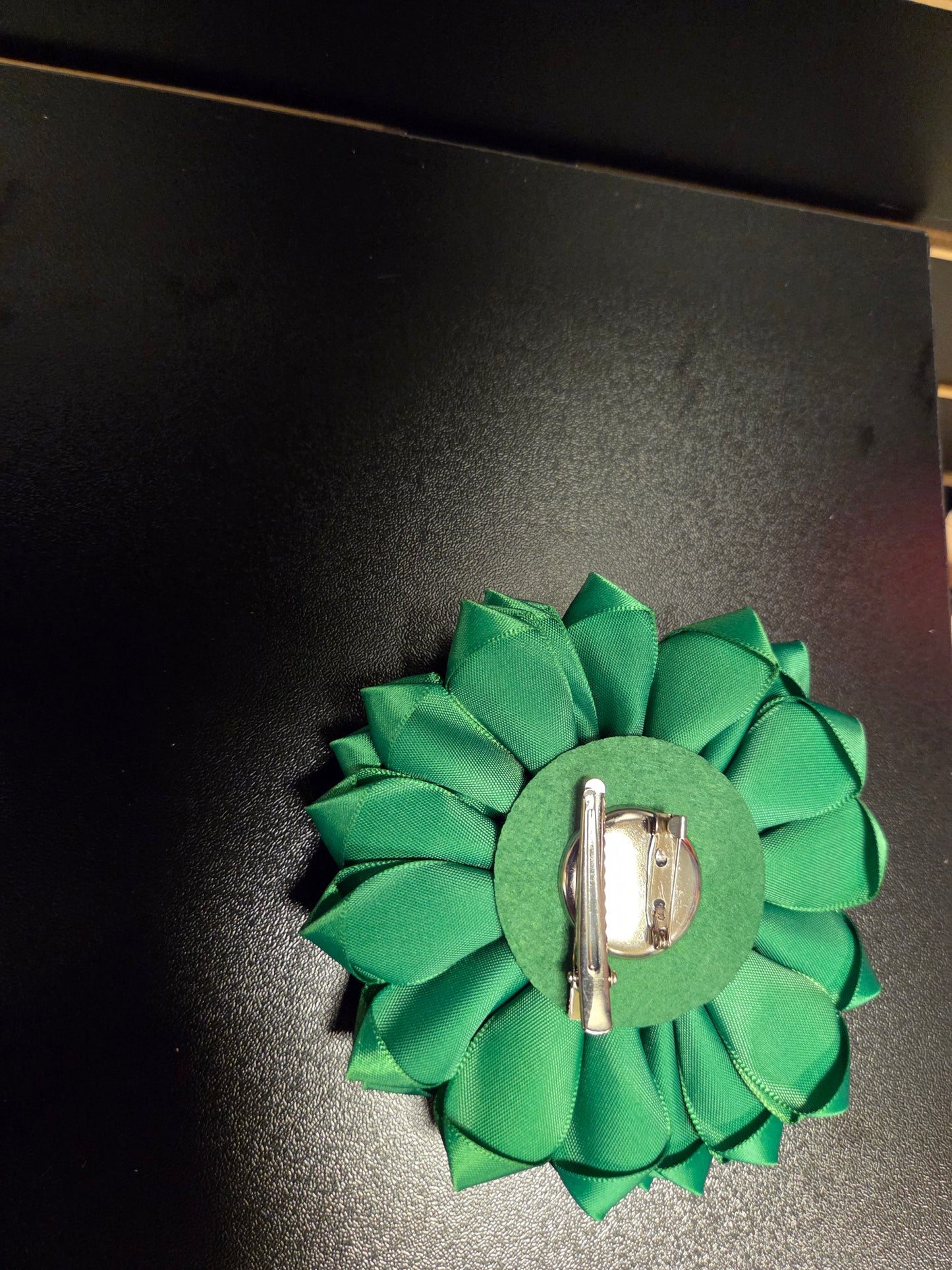 Garden Bloom Green Pink Satin Flower Brooch