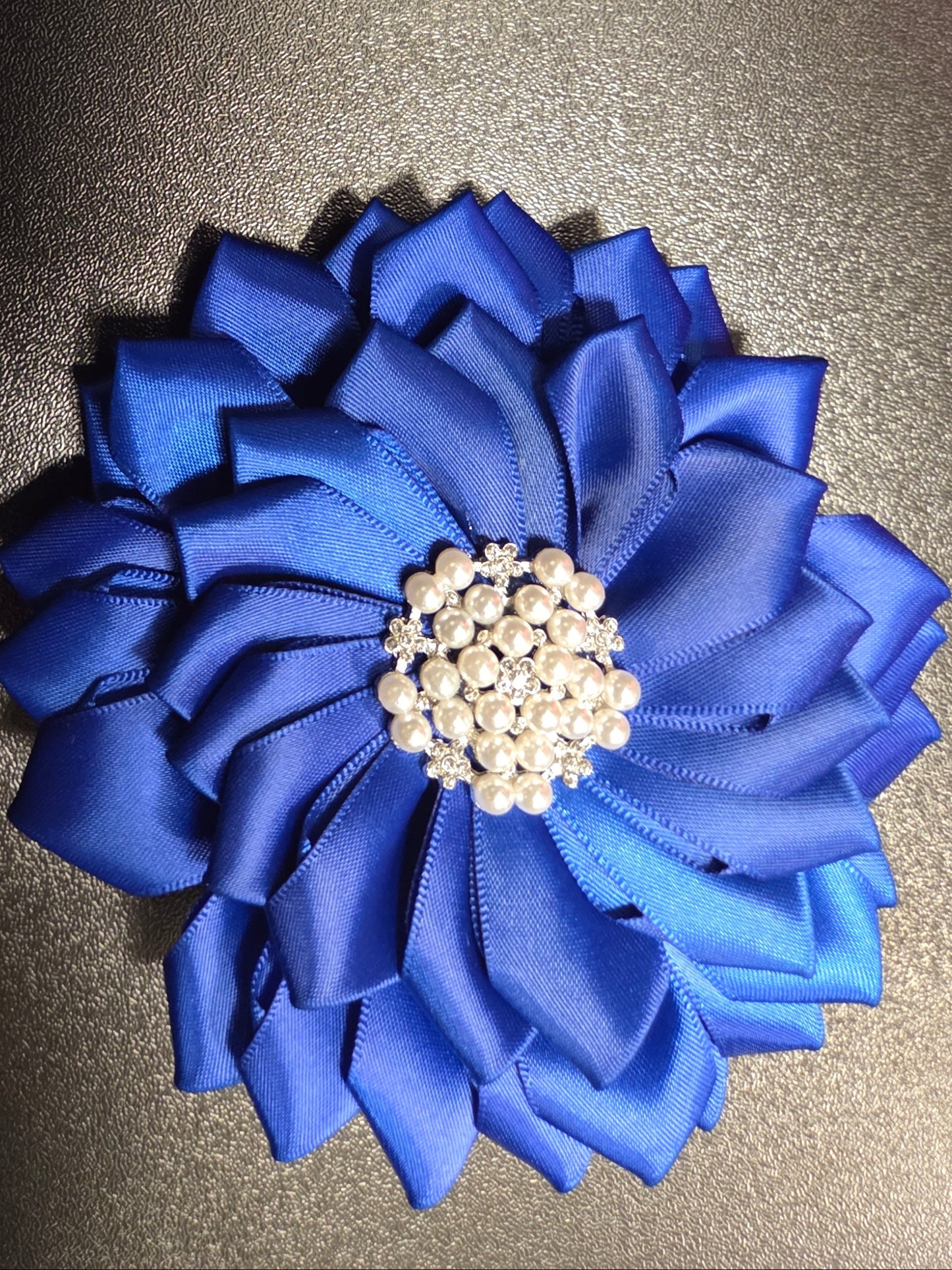 Royal Blue Satin Ribbon Flower