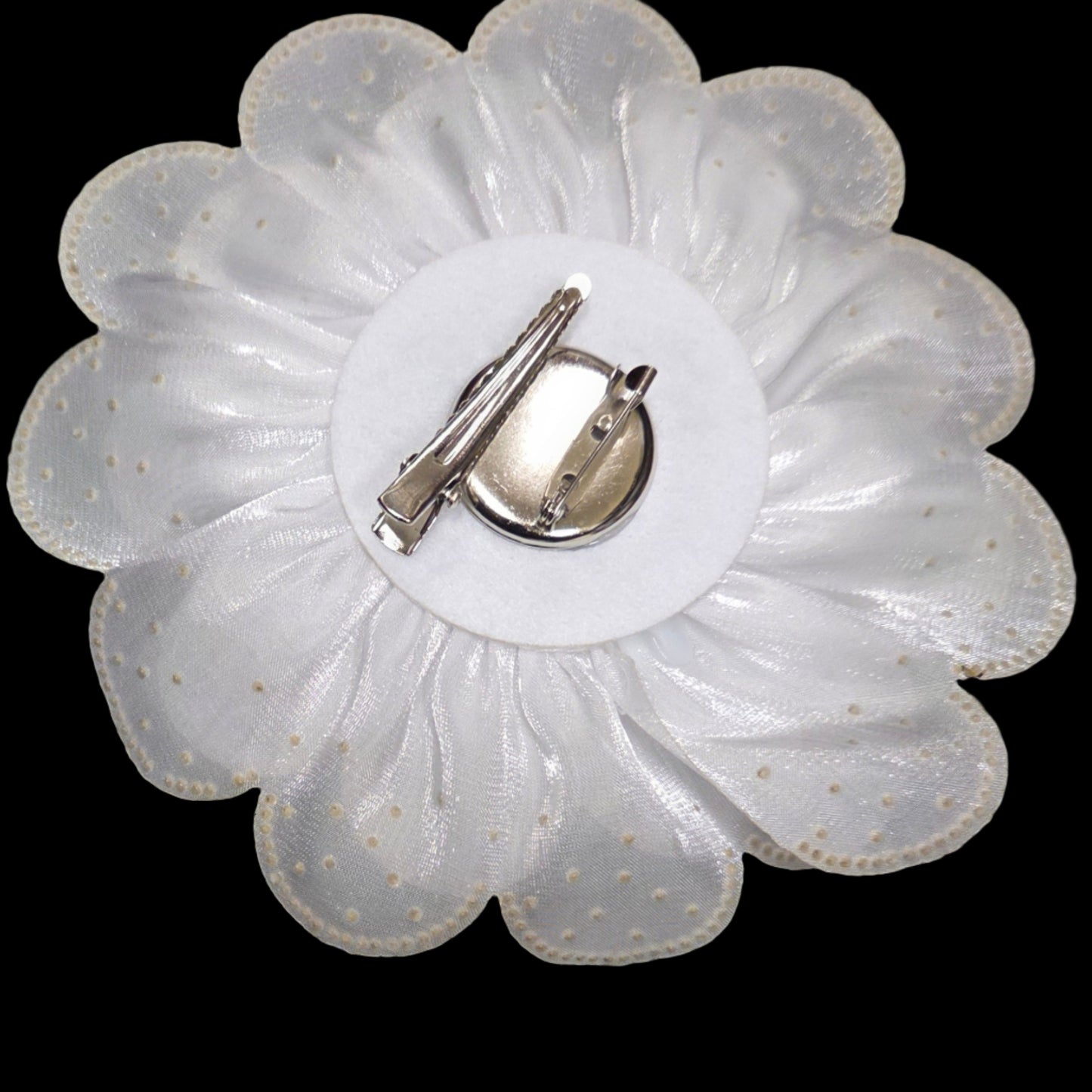 White Rhinestone Petal Flower Brooch / Hair Clip