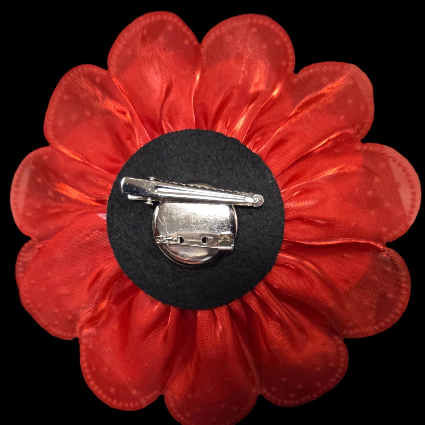 Radiant Red Rhinestone Flower Brooch