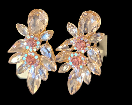 Champagne Blush Crystal Clip-On Earrings