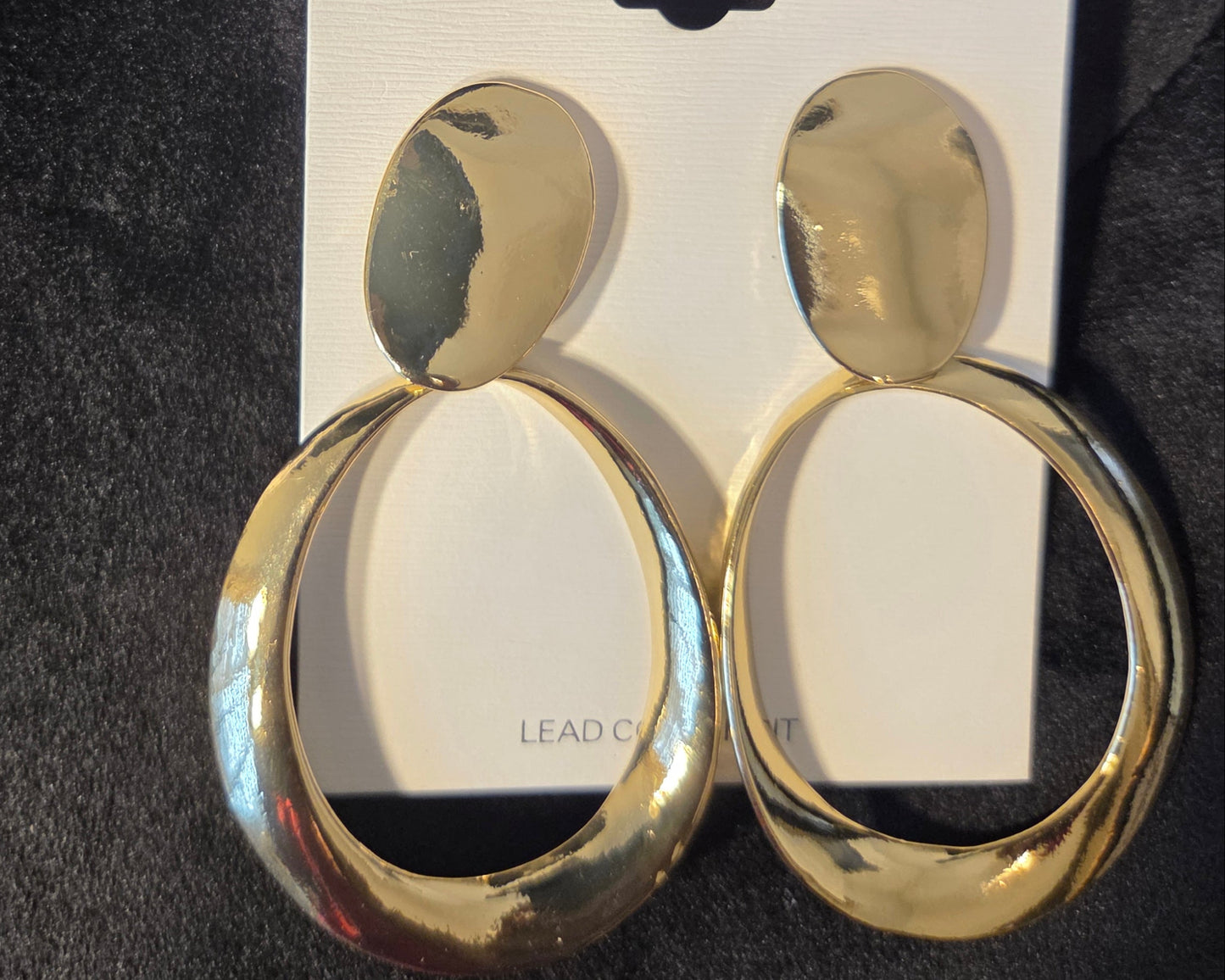 Gold Oval Hoop Clip-On Earrings