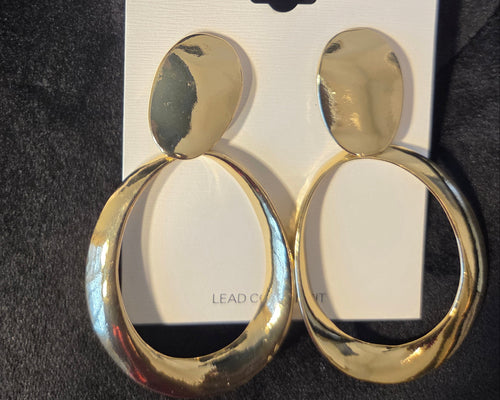 Gold Oval Hoop Clip-On Earrings