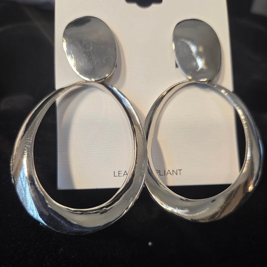 Silver Sculpted Clip-On Earrings