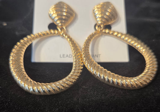 Textured Gold Clip-On Earrings