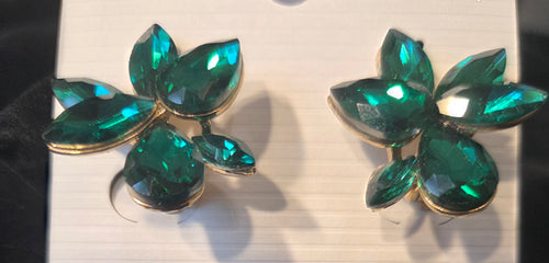 Emerald Blossom Clip-On Earrings