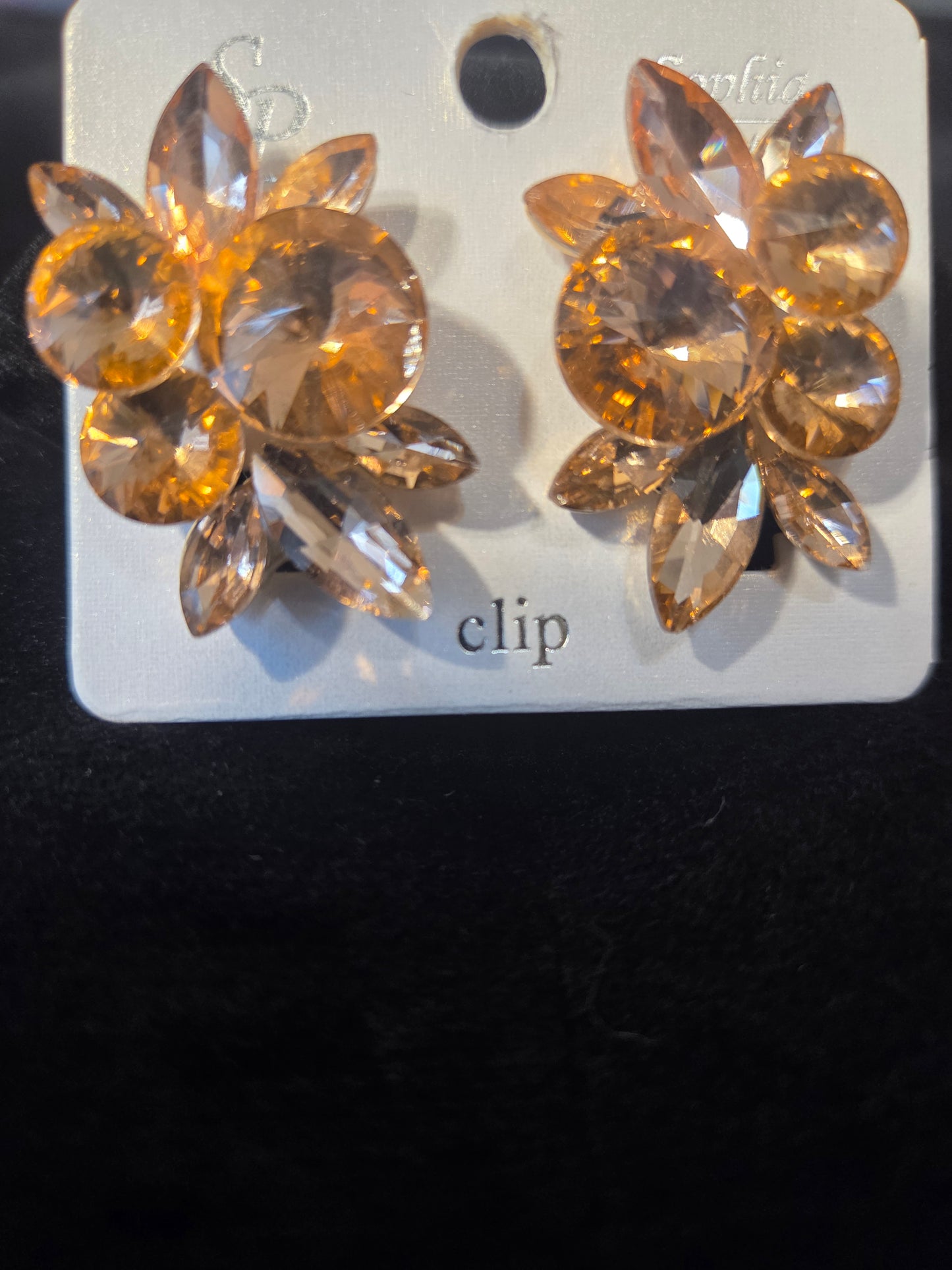 Champagne Blossom Clip-On Earrings
