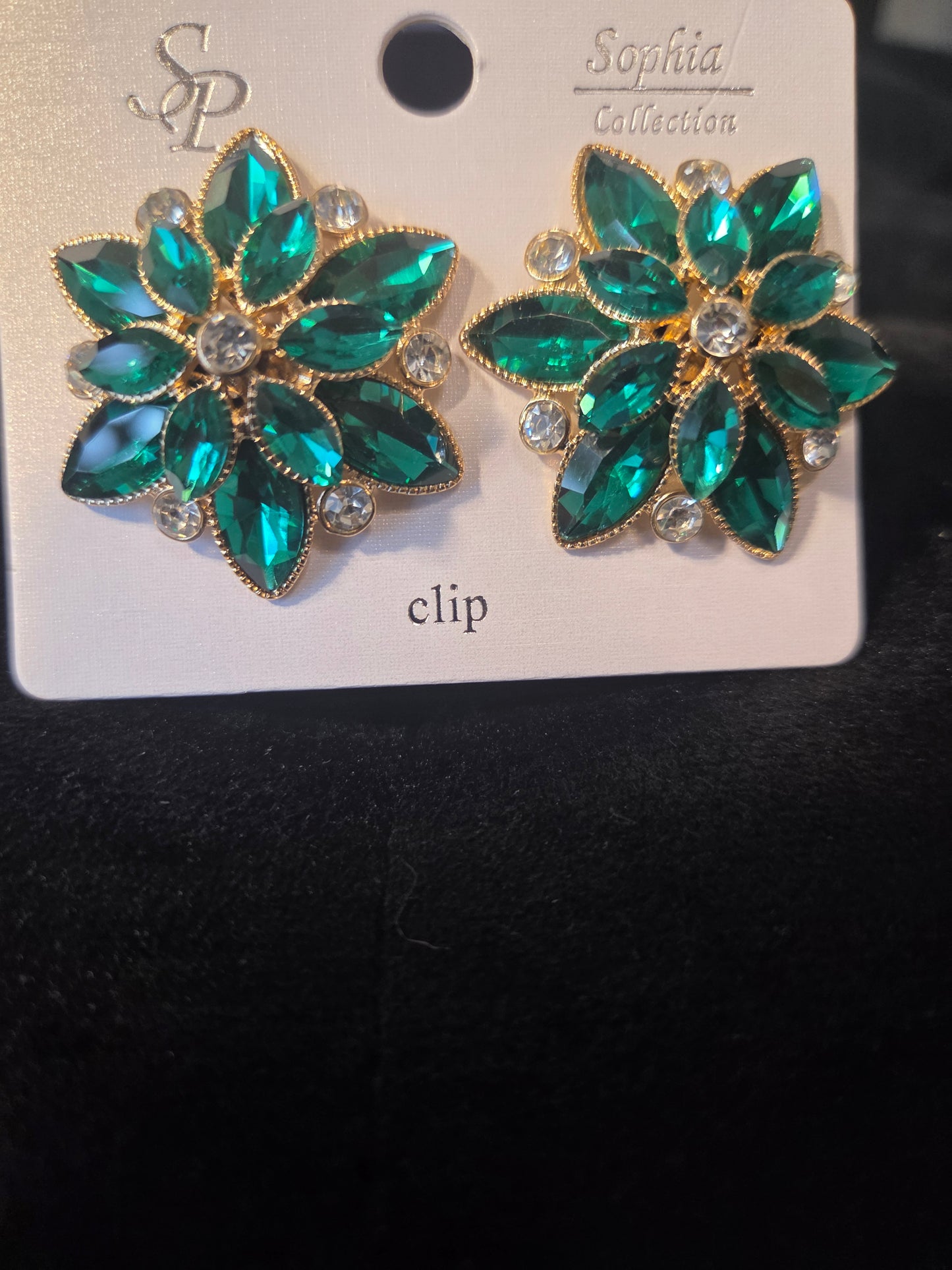 Emerald Green Radiance Clip-On Earrings