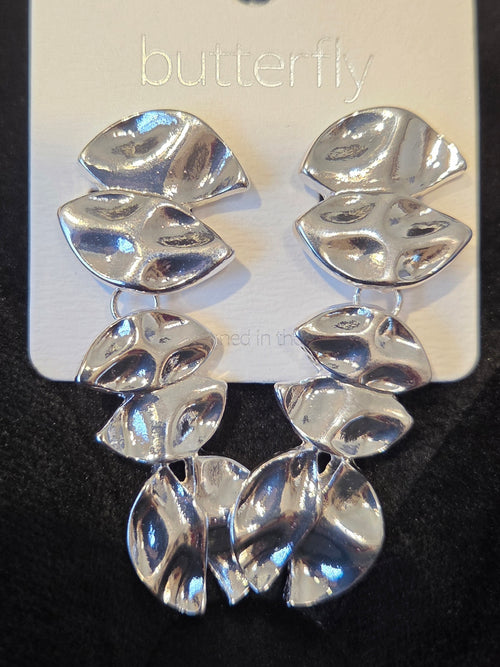 Silver Cascade Clip-On Earrings