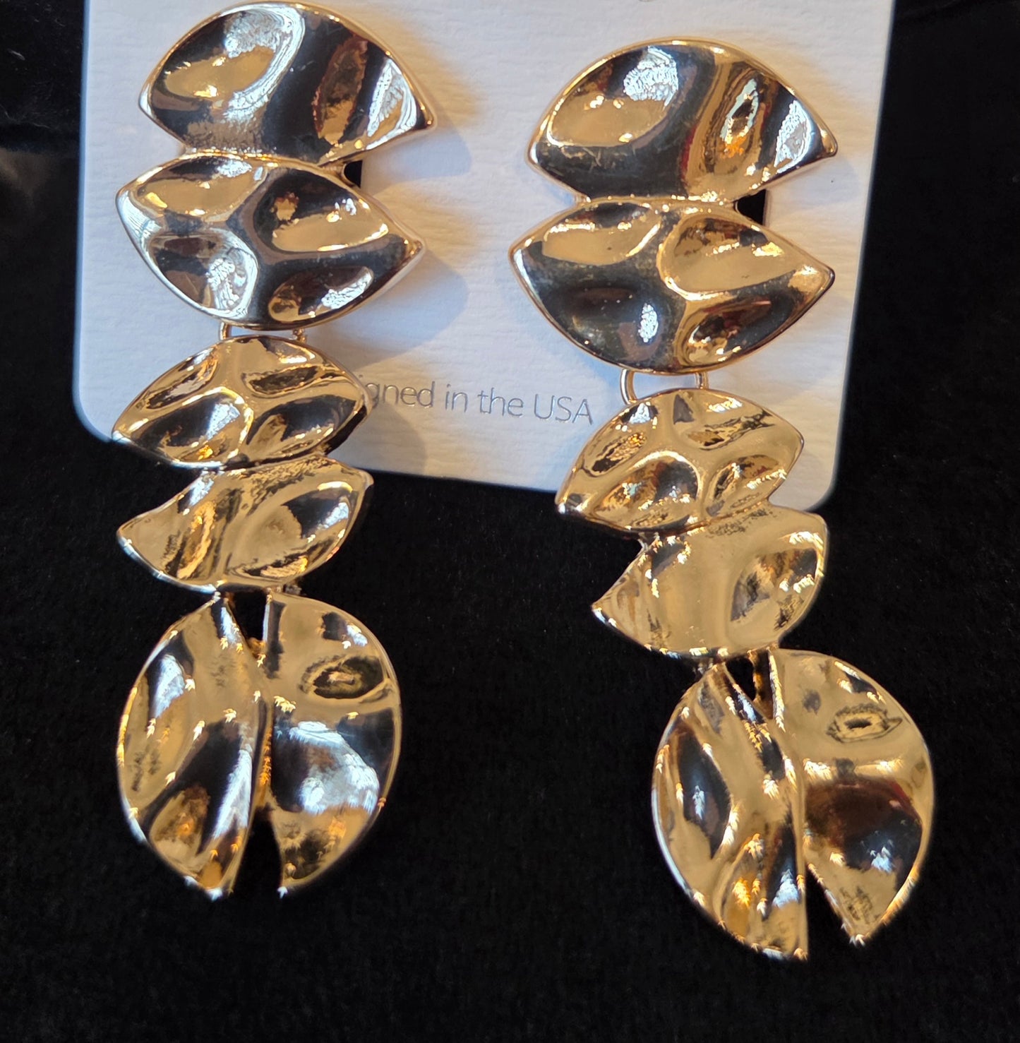 Golden Cascade Clip-On Earrings