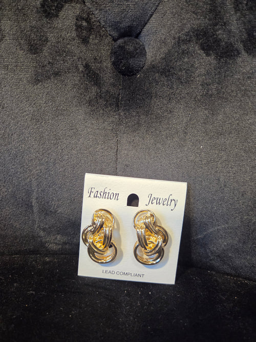 Golden Interlock Clip-On Earrings