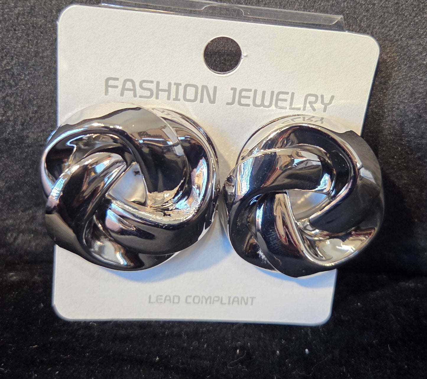 Silver Knot Clip-On Earrings
