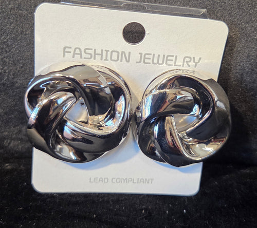 Silver Knot Clip-On Earrings