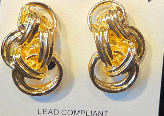 Interlocking Gold Clip-On Earrings