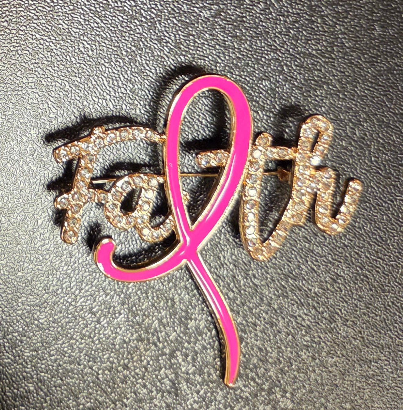 Pink “Faith” Crystal Awareness Ribbon Brooch – Sparkling Hope Edition