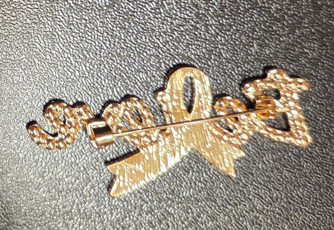 “Believe” Pink Ribbon Crystal Brooch – Sparkle of Strength Edition