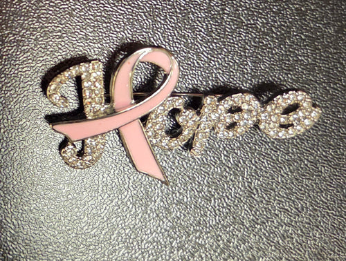 “Hope” Crystal Awareness Ribbon Brooch – Pink Elegance Edition