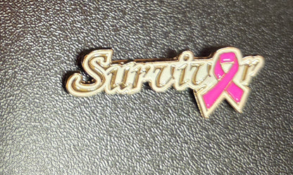 “Survivor” Pink Ribbon Brooch Pin – Strength & Awareness