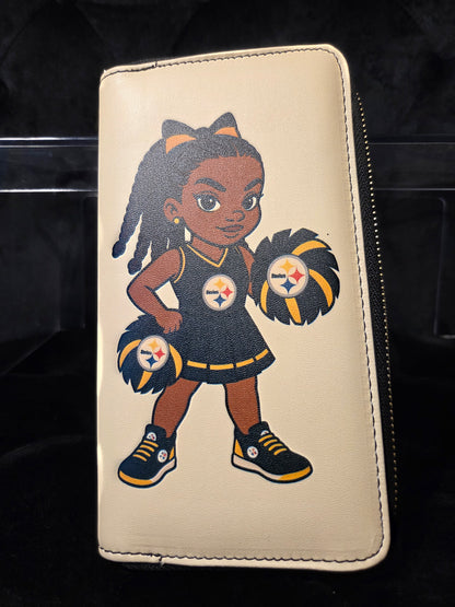 Game Day Diva Zip Wallet – Black & Gold Cheer Edition Pittsburgh Steeler Inspired