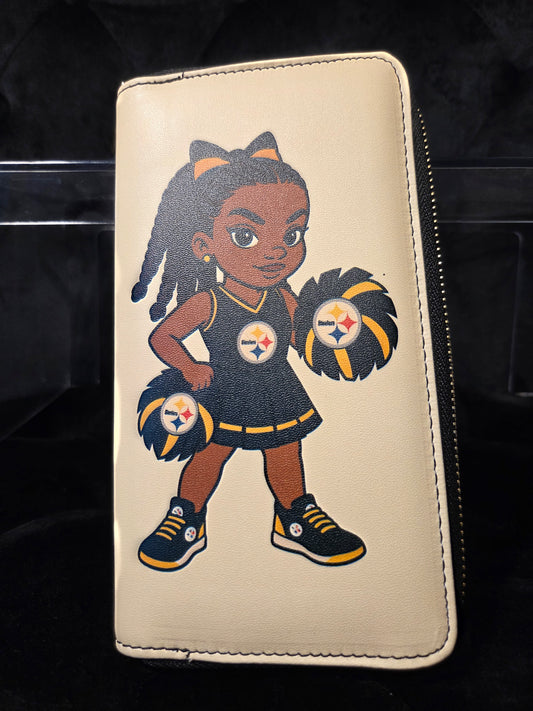 Game Day Diva Zip Wallet – Black & Gold Cheer Edition Pittsburgh Steeler Inspired