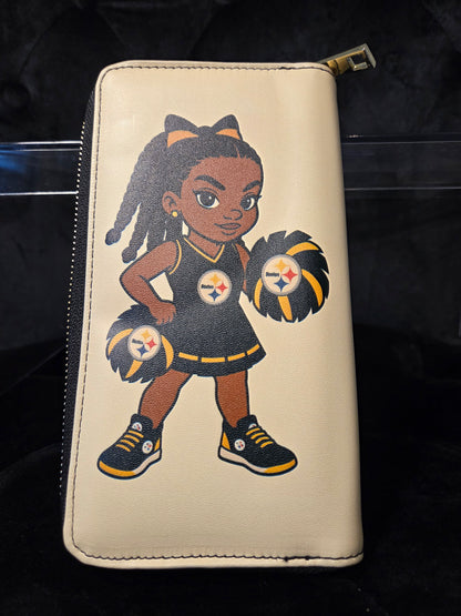 Game Day Diva Zip Wallet – Black & Gold Cheer Edition Pittsburgh Steeler Inspired