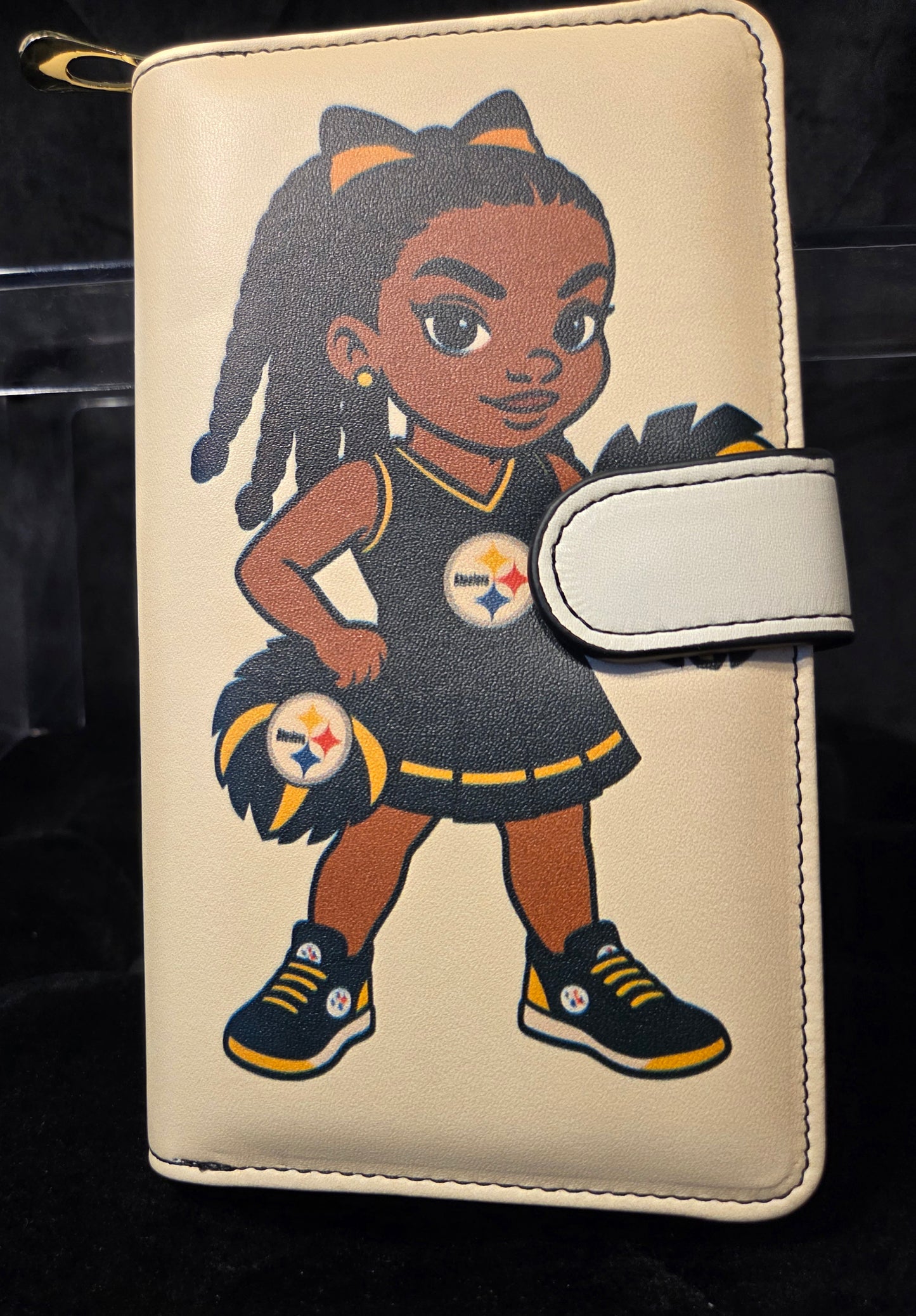 Game Day Glam Wallet – 12 Card Holder | Black & Gold Cheer Edition Steeler Inspired