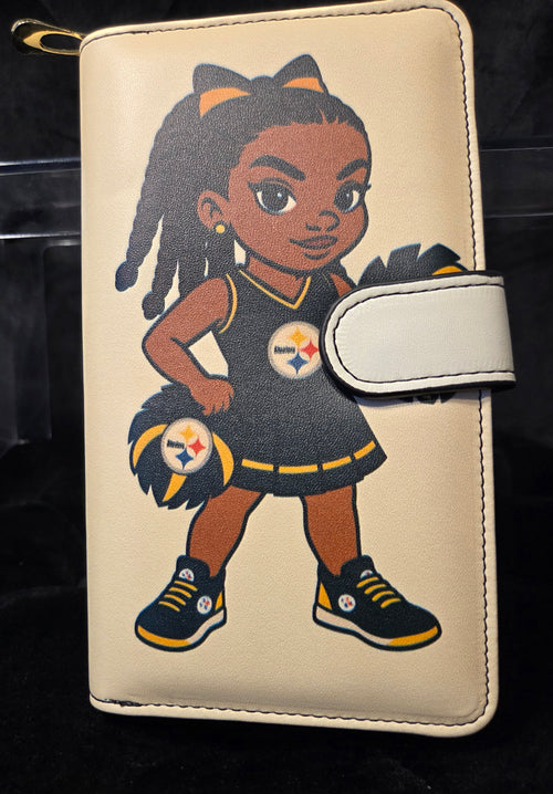 Game Day Glam Wallet – 12 Card Holder | Black & Gold Cheer Edition Steeler Inspired