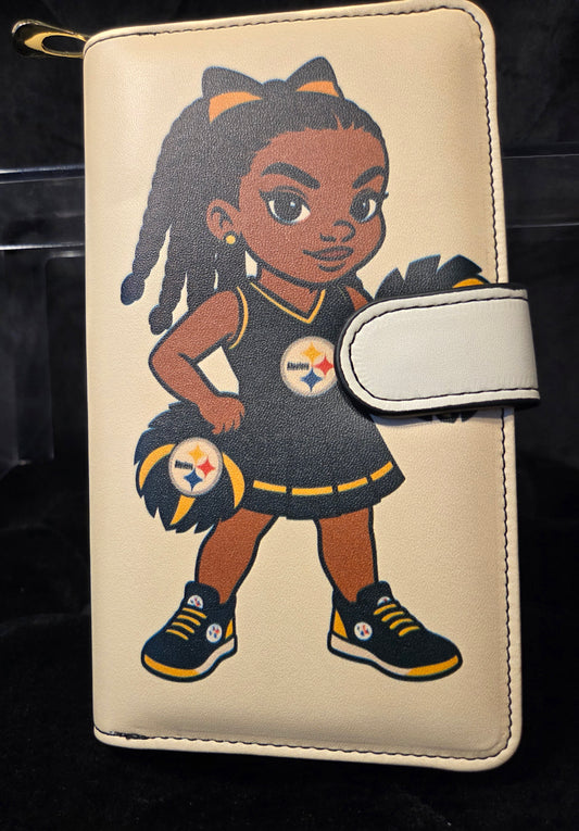Game Day Glam Wallet – 12 Card Holder | Black & Gold Cheer Edition Steeler Inspired