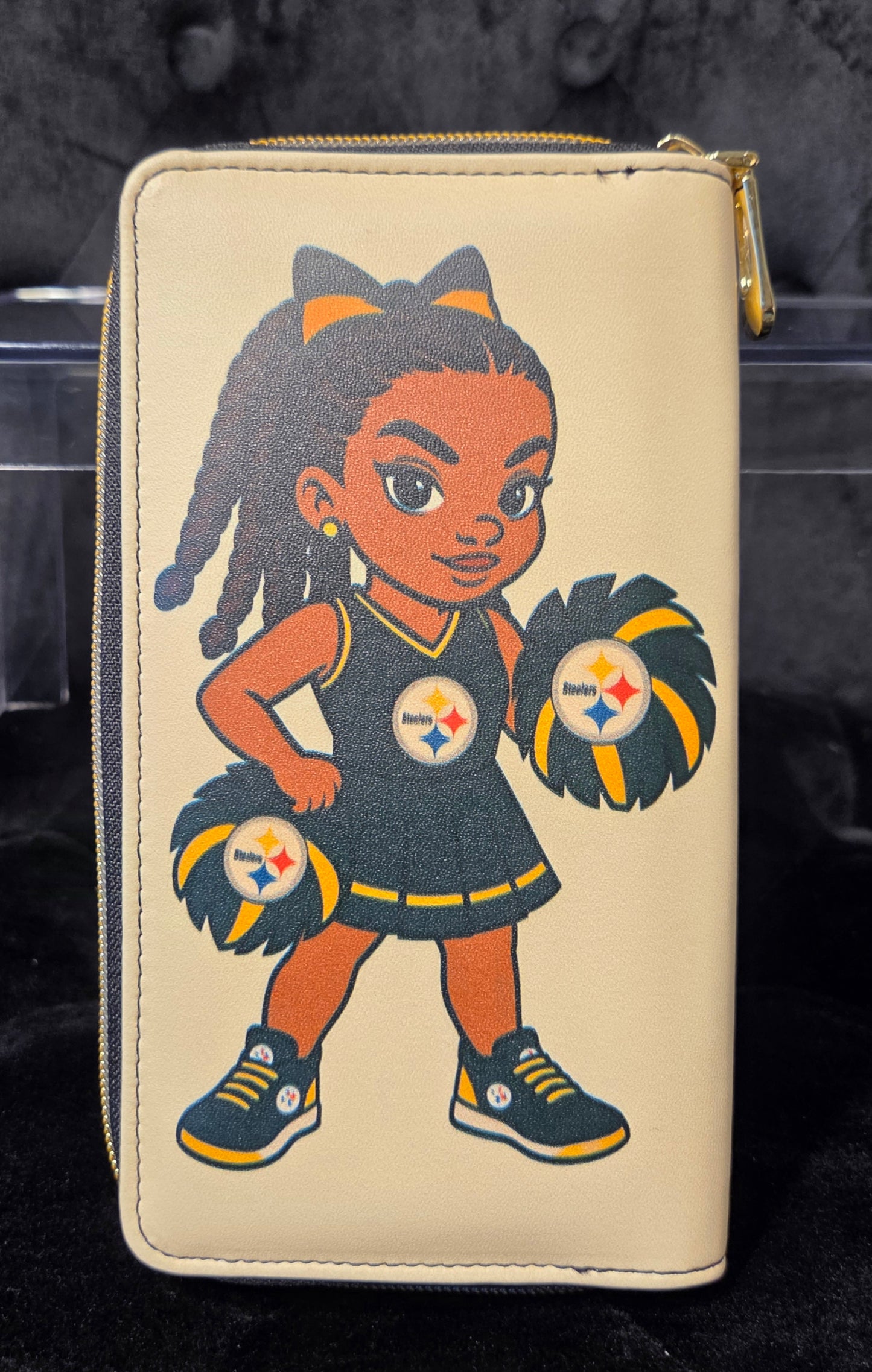 Game Day Glam Wallet – 12 Card Holder | Black & Gold Cheer Edition Steeler Inspired