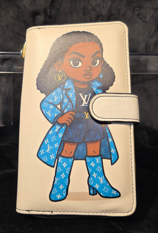 Luxe Diva Wallet – Blue Designer-Inspired 12 Card Holder Edition