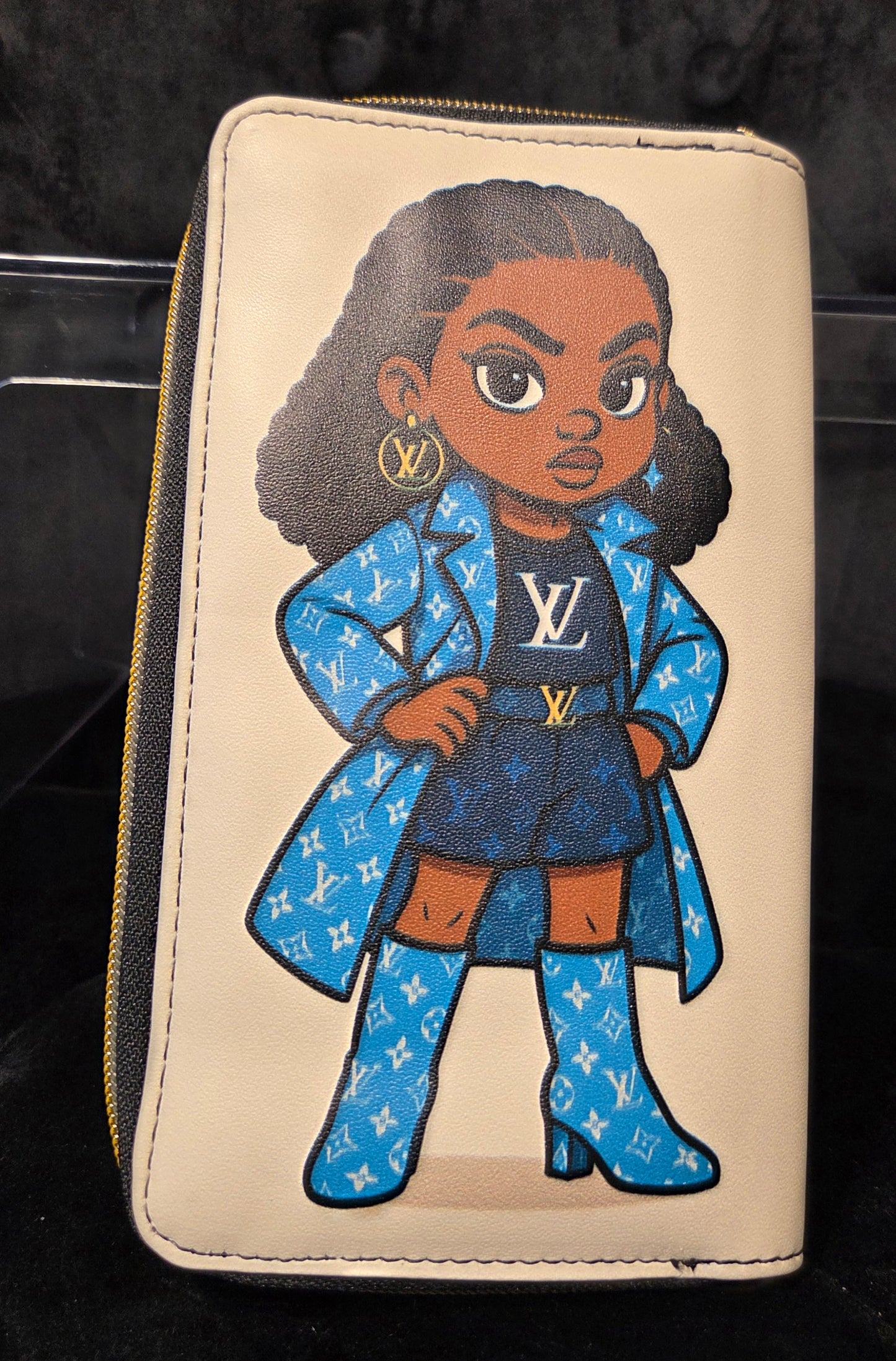 Luxe Diva Wallet – Blue Designer-Inspired 12 Card Holder Edition