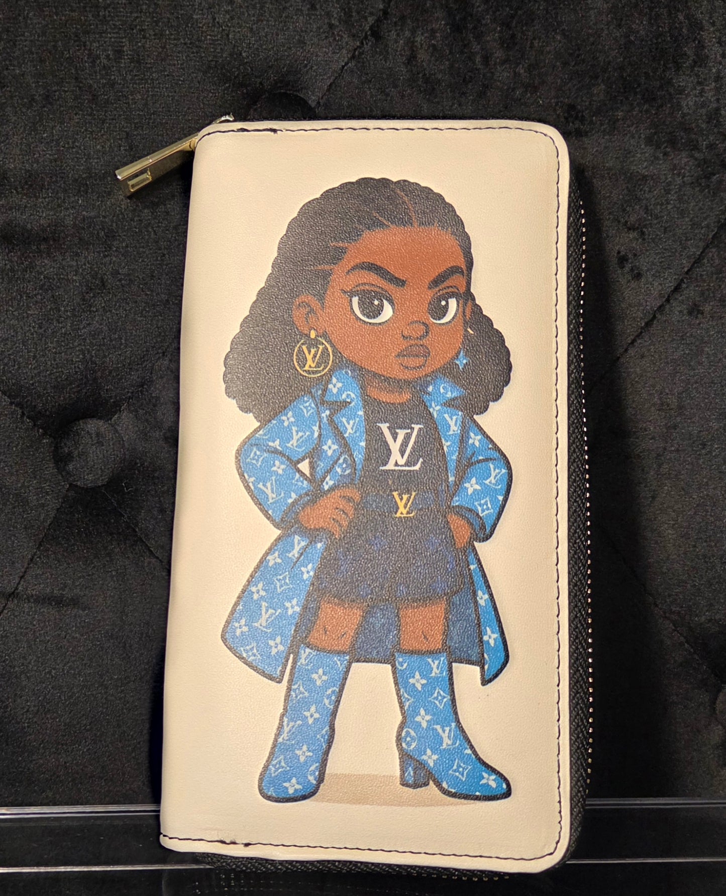 Luxury Vibes 6-Card Wallet – Blue Designer- Diva Inspired Edition