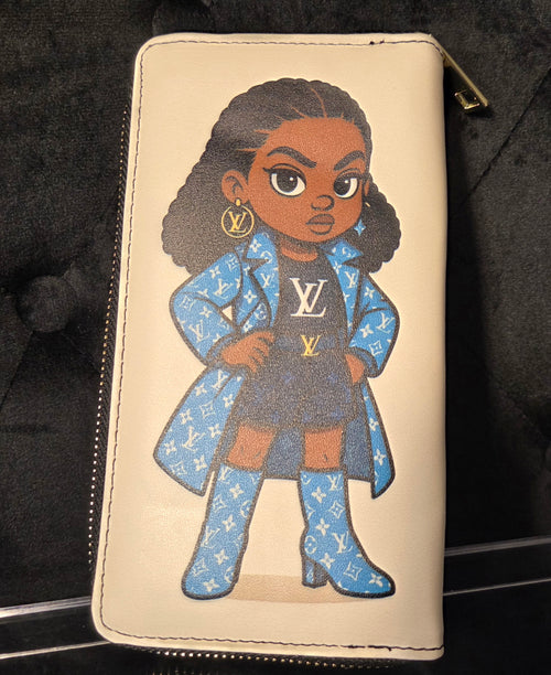 Luxury Vibes 6-Card Wallet – Blue Designer- Diva Inspired Edition